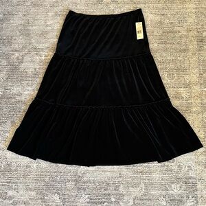 NWT Early 2000s Black Velvet Tiered Maxi Skirt L/XL Whimsigoth Grunge Dark